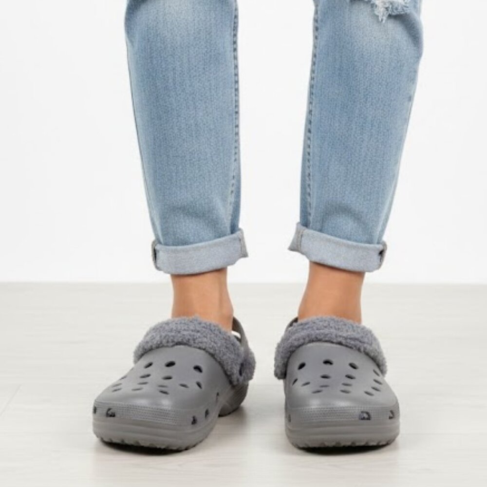 CoXist Grey Clogs Cozy Faux Fur Winter Warm Slippers NWT